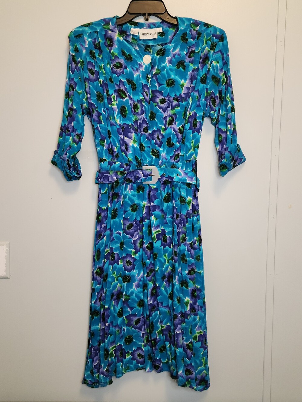 Vintage Caroline Wells Floral Belted Women’s Dress Size 6 Granny! Cottagecore!